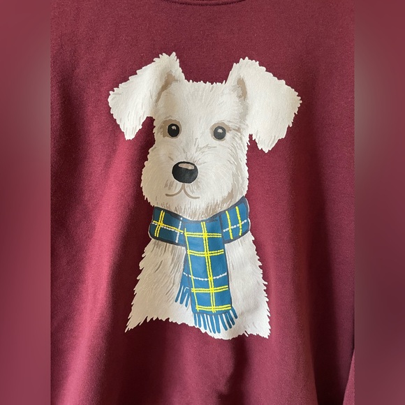 Zoe+Liv Women's Dog Scarf Fleece Graphic Pullover Sweatshirt - Picture 5 of 6